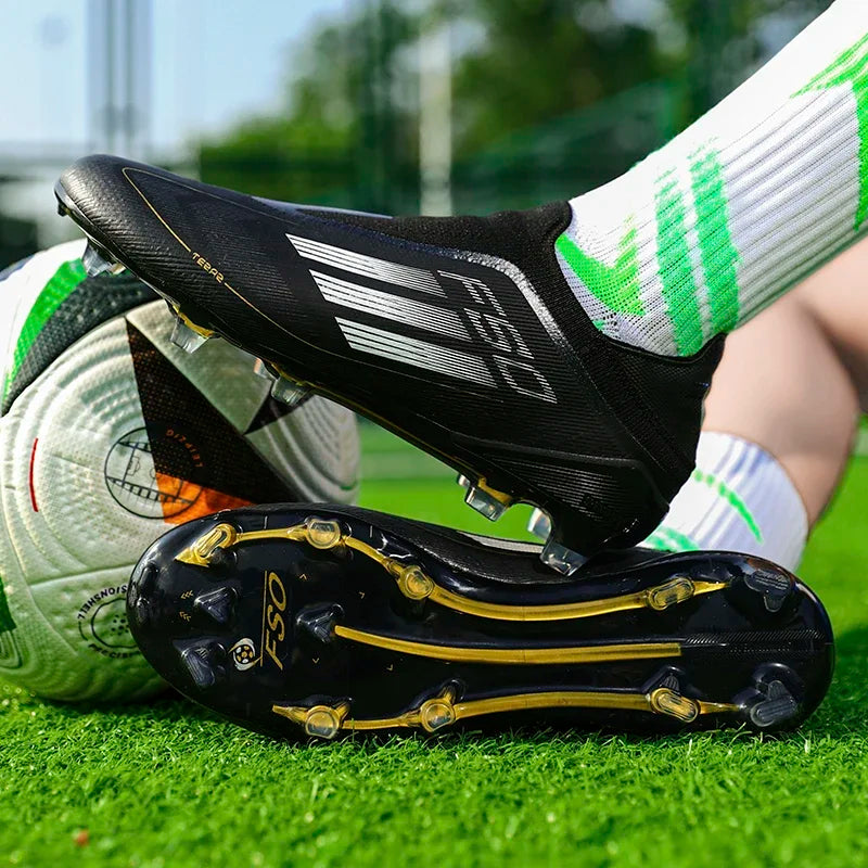 Black Laceless Soccer Cleats