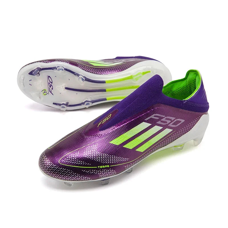 Purple Laceless Soccer Cleats