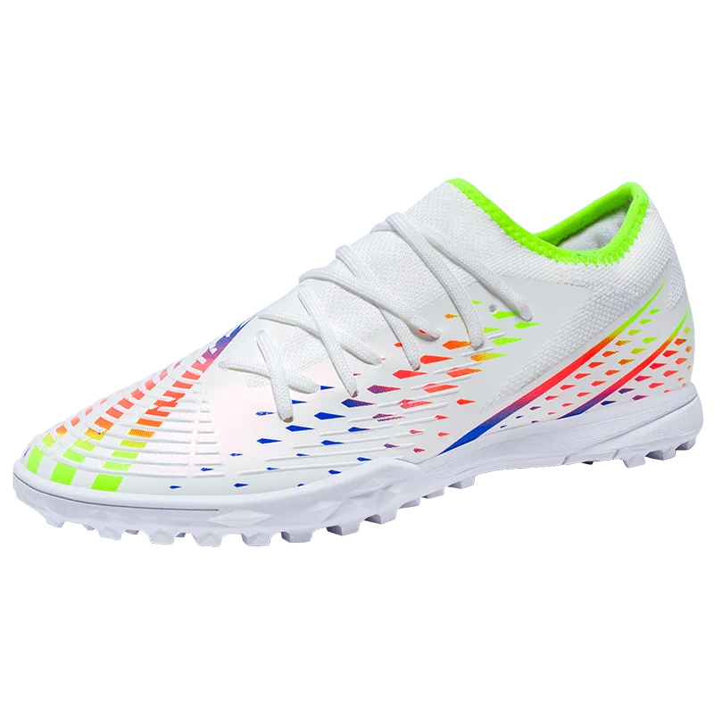 White Non-Slip Turf Soccer Shoes