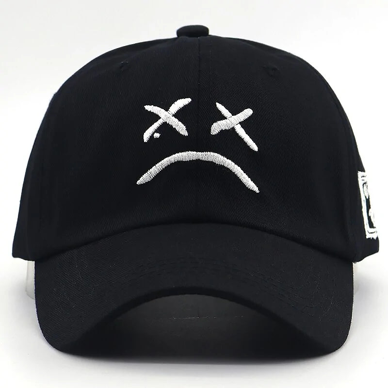 Sad Face Embroidered Baseball Cap