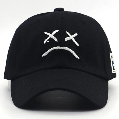 Sad Face Embroidered Baseball Cap