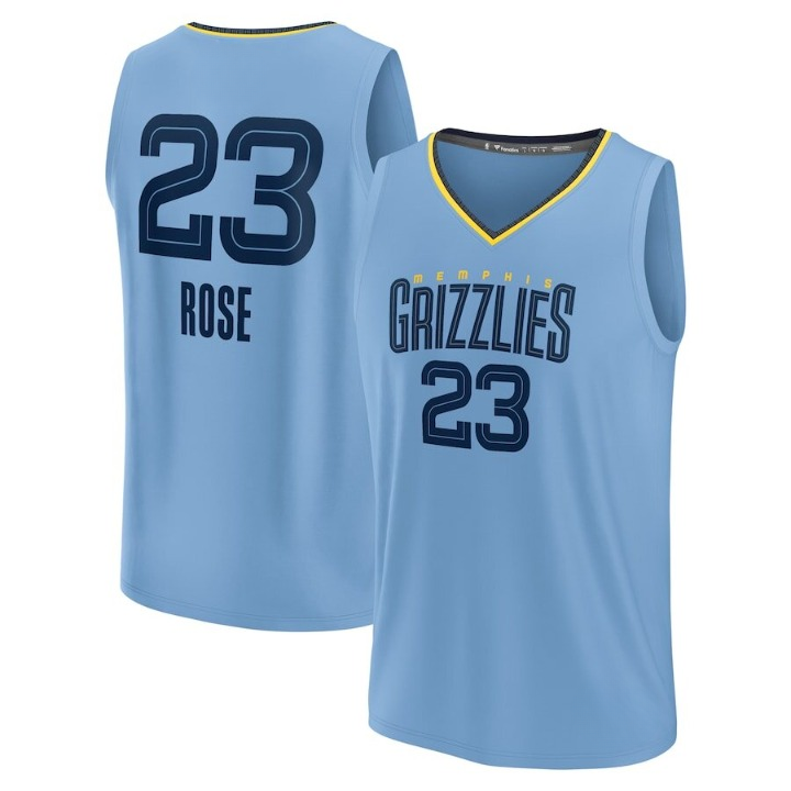 Men's Memphis Grizzlies Derrick Rose Light Blue Jersey