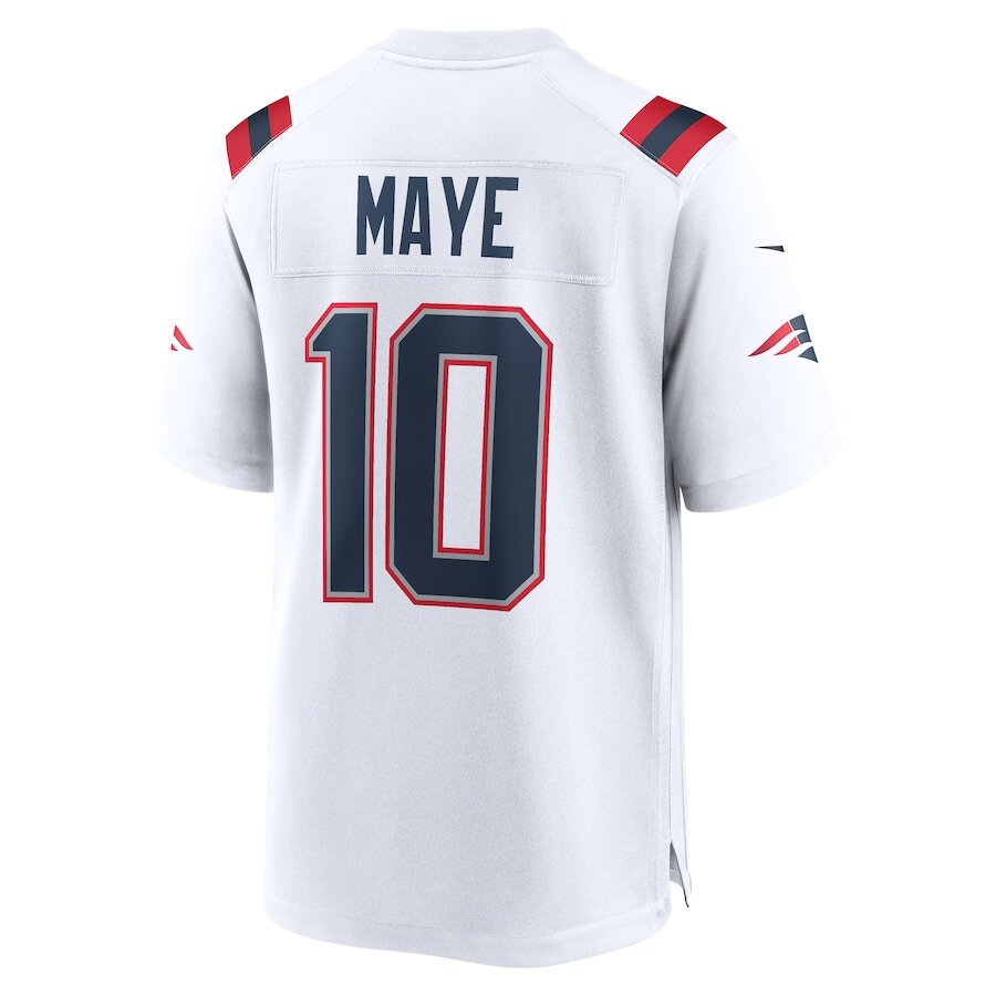 New England Patriots Drake Maye White Jersey