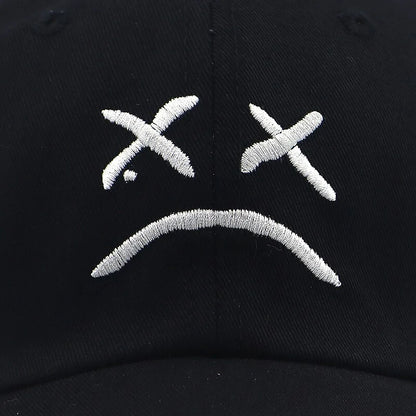 Sad Face Embroidered Baseball Cap