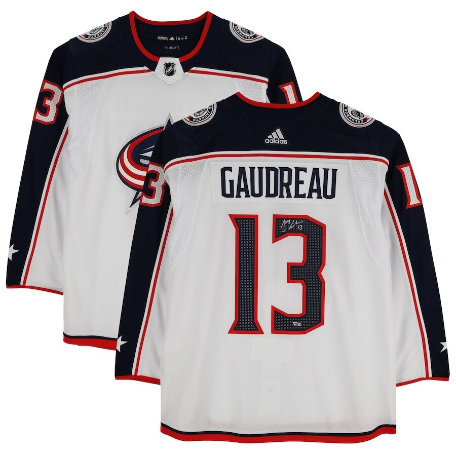 Men's Columbus Blue Jackets Johnny Gaudreau White Jersey