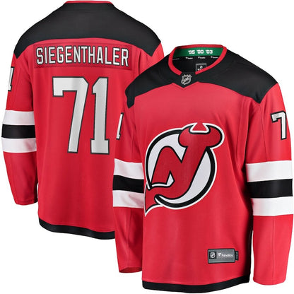 Men's New Jersey Devils Jonas Siegenthaler Red Jersey