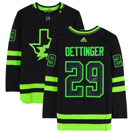 Men's Dallas Stars Jake Oettinger Kelly Black Alternate Jersey