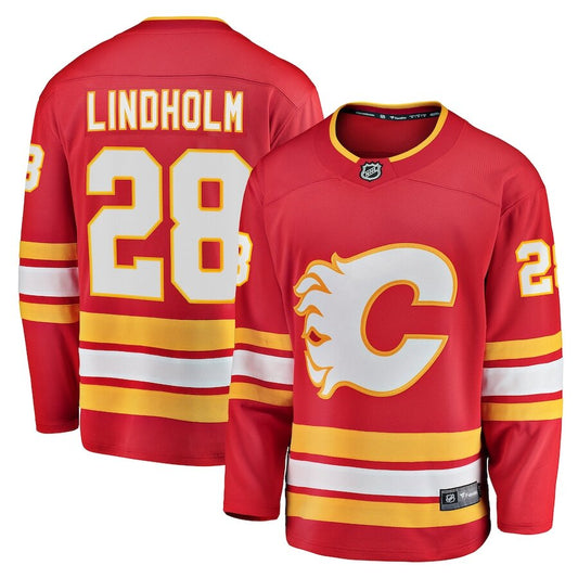 Men's Calgary Flames Elias Lindholm Red Jersey