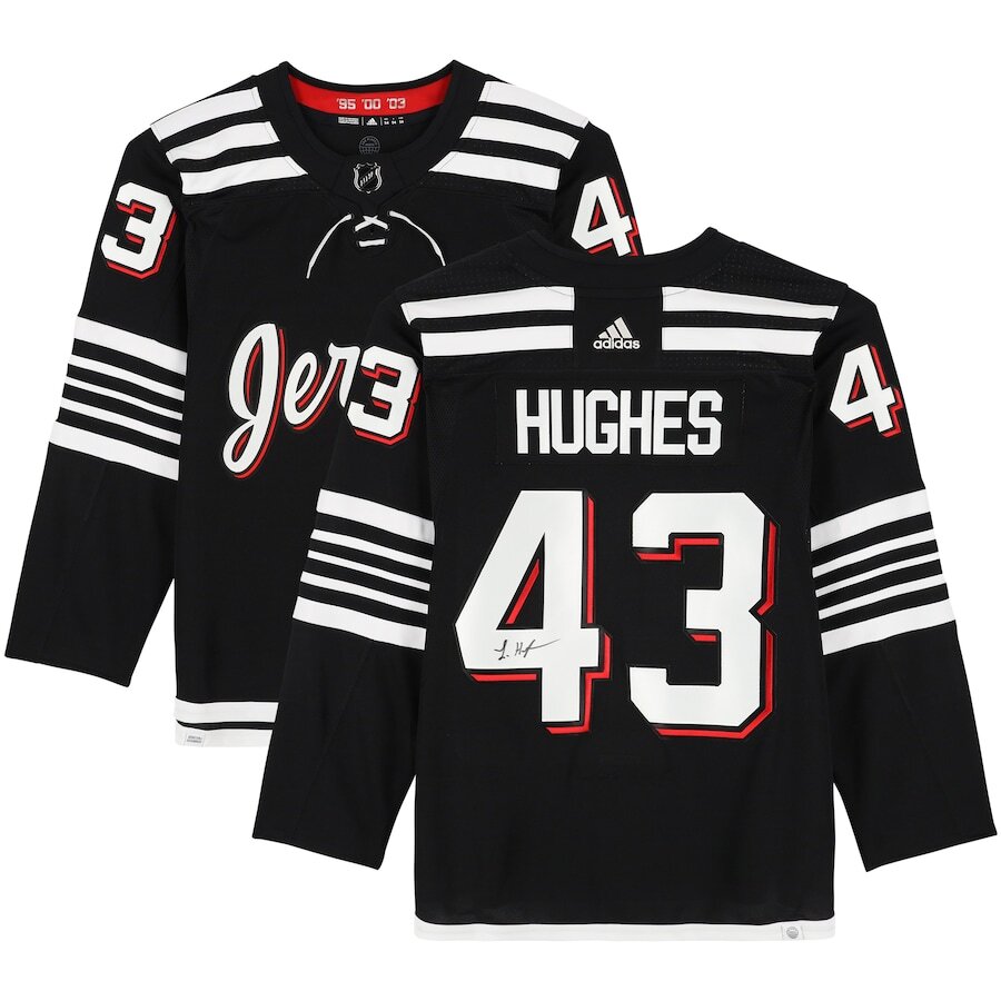 Men's New Jersey Devils Luke Hughes Black Alternate Jersey