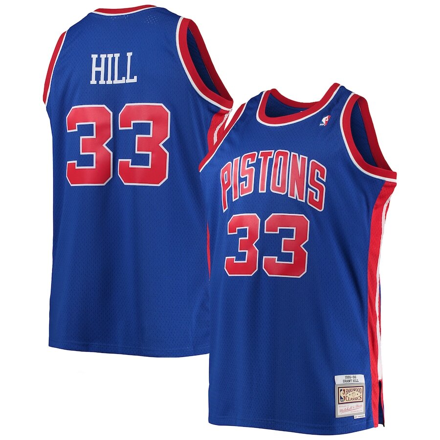 Men's Detroit Pistons Grant Hill Blue Jersey