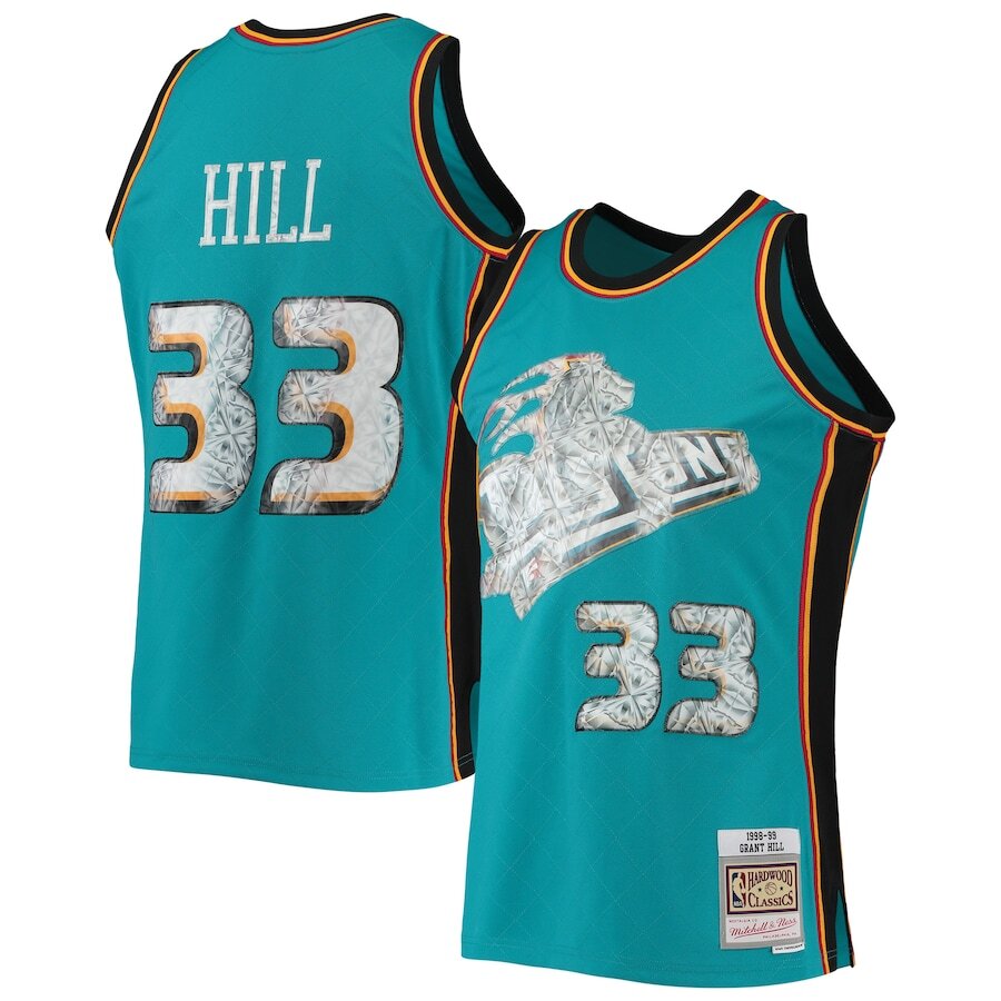 Men's Detroit Pistons Grant Hill Teal Jersey