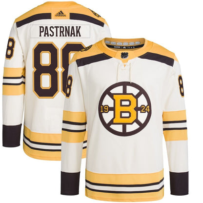 Men's Boston Bruins David Pastrnak Cream Jersey