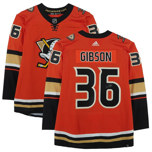Men's Anaheim Ducks John Gibson Orange Alternate Jersey