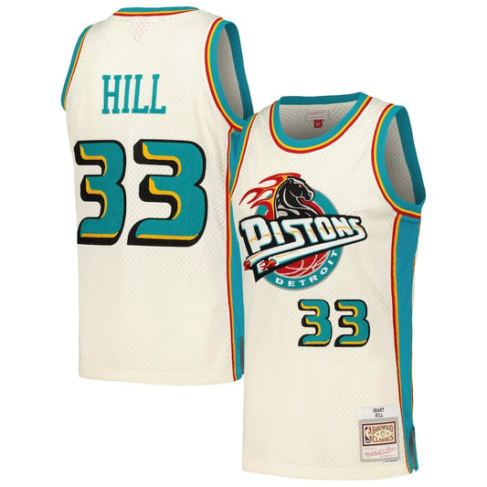 Men's Detroit Pistons Grant Hill Cream Jersey