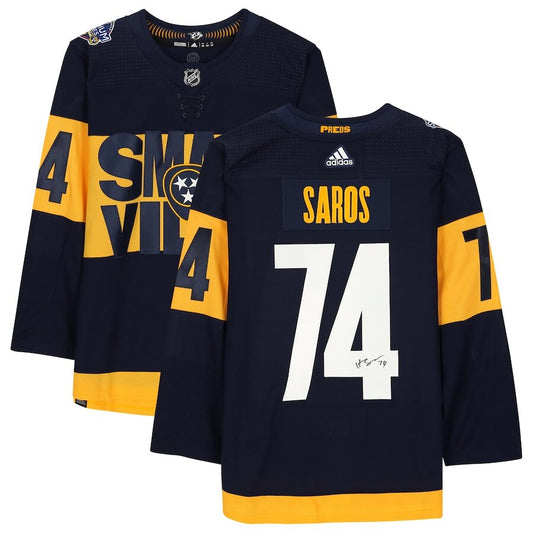 Men's Nashville Predators Juuse Saros Navy Jersey