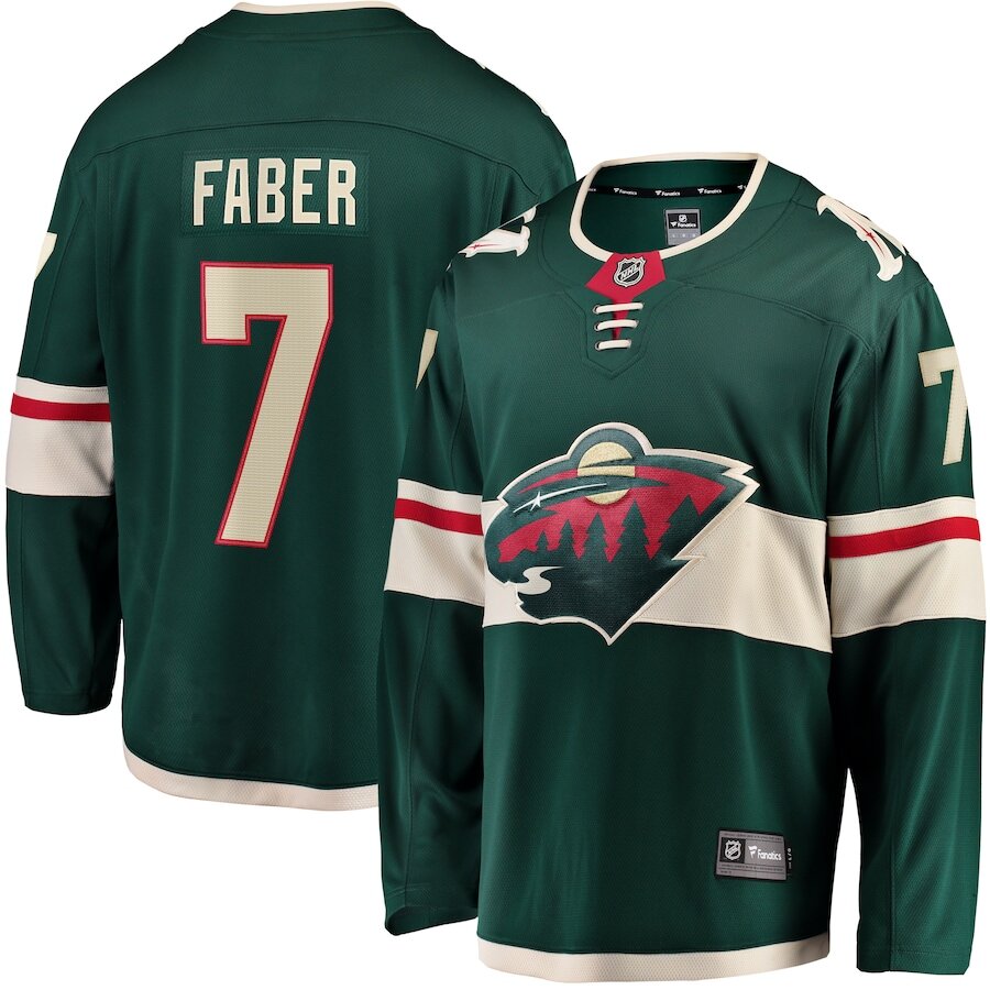 Men's Minnesota Wild Brock Faber Green Jersey