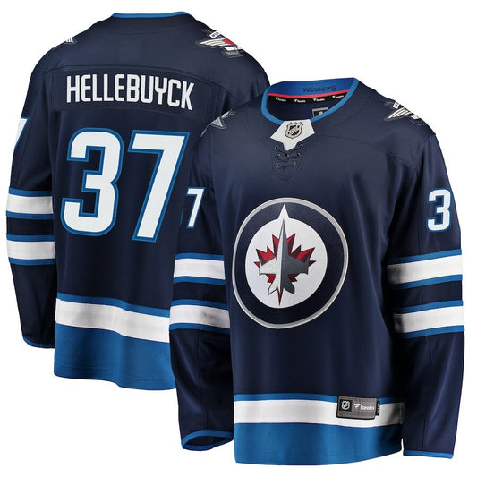 Men's Winnipeg Jets Connor Hellebuyck Navy Jersey