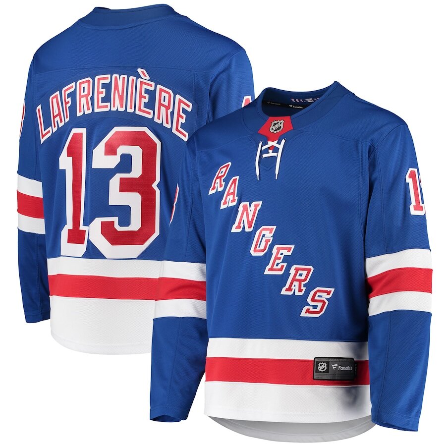 Men's New York Rangers Alexis Lafrenière Blue Jersey