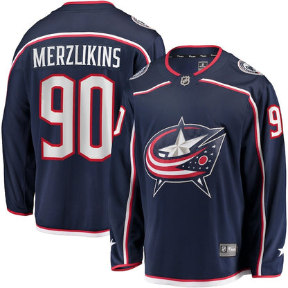 Men's Columbus Blue Jackets Elvis Merzlikins Navy Jersey