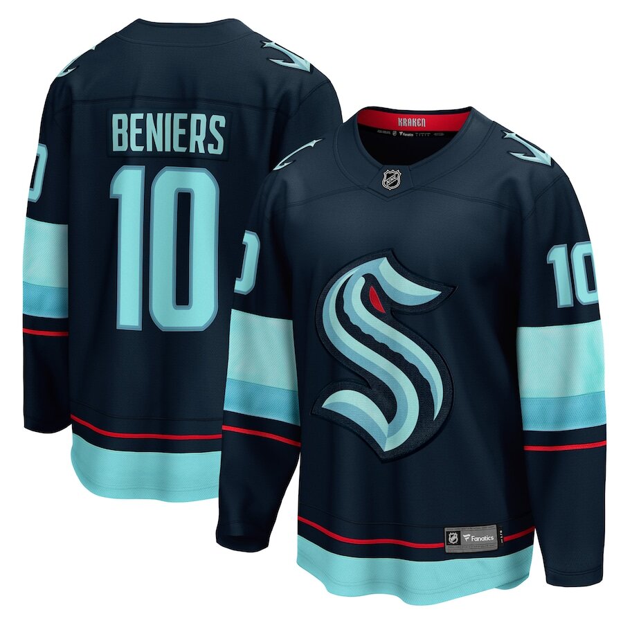 Men's Seattle Kraken Matty Beniers Deep Sea Blue Jersey