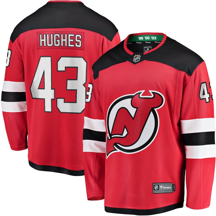 Men's New Jersey Devils Luke Hughes Red Jersey