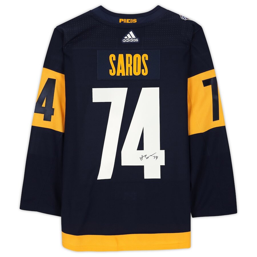 Men's Nashville Predators Juuse Saros Navy Jersey