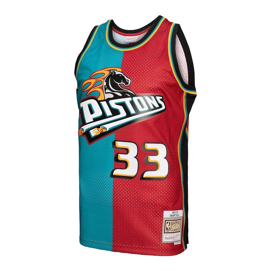 Men's Detroit Pistons Grant Hill Teal/Red Hardwood Jersey