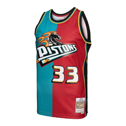 Men's Detroit Pistons Grant Hill Teal/Red Hardwood Jersey