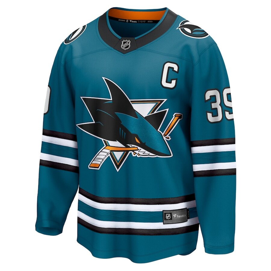 Men's San Jose Sharks Logan Couture Teal Jersey