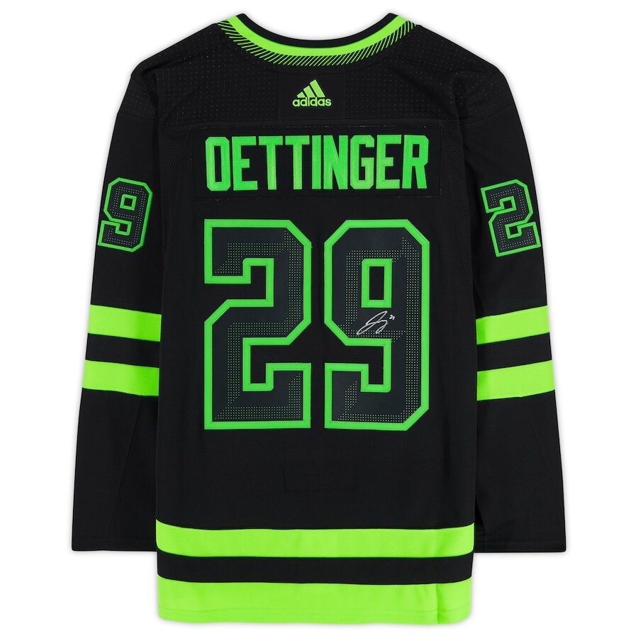 Men's Dallas Stars Jake Oettinger Kelly Black Alternate Jersey