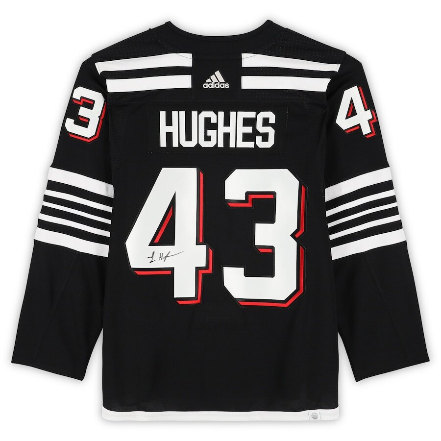 Men's New Jersey Devils Luke Hughes Black Alternate Jersey