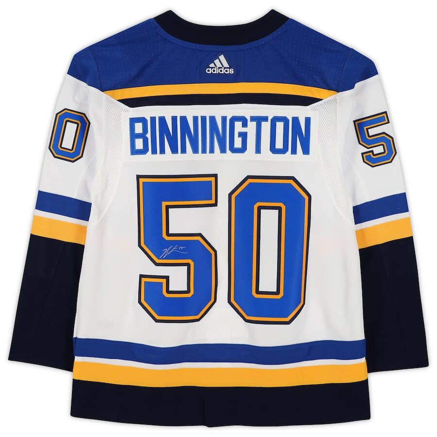 Men's St. Louis Blues Jordan Binnington White Jersey