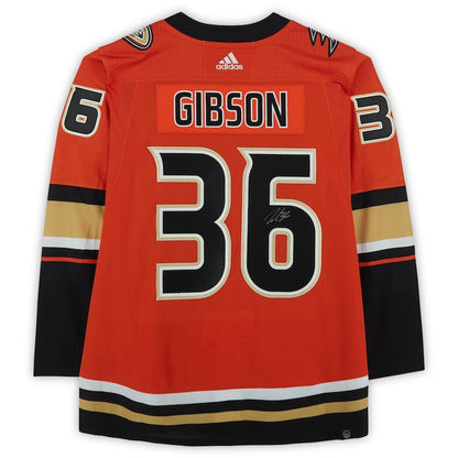 Men's Anaheim Ducks John Gibson Orange Alternate Jersey