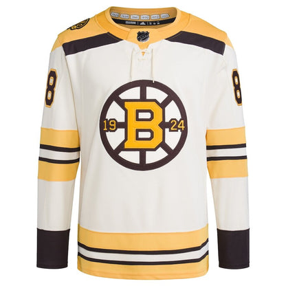 Men's Boston Bruins David Pastrnak Cream Jersey