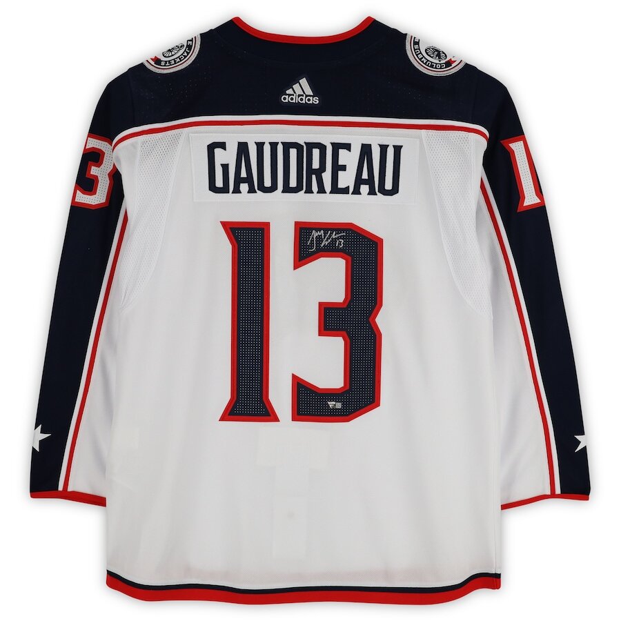 Men's Columbus Blue Jackets Johnny Gaudreau White Jersey