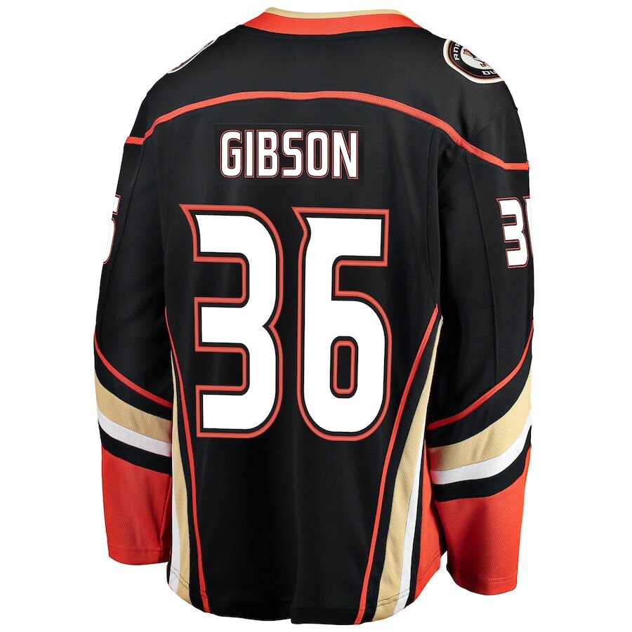 Men's Anaheim Ducks John Gibson Black Jersey