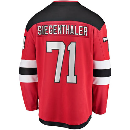 Men's New Jersey Devils Jonas Siegenthaler Red Jersey