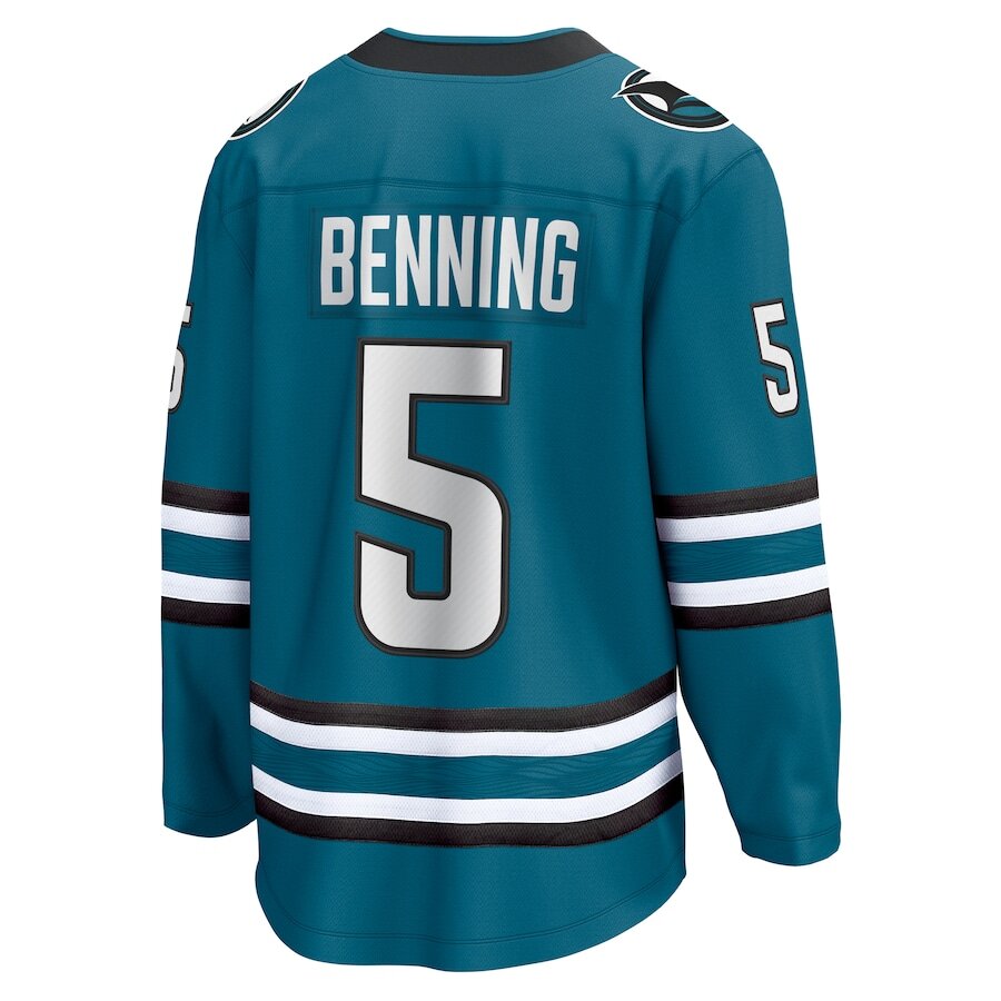 Men's San Jose Sharks Matt Benning Teal Jersey