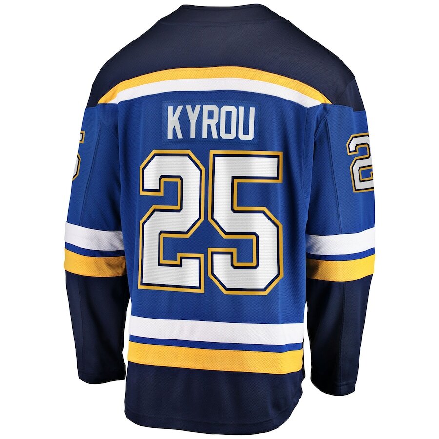 Men's St. Louis Blues Jordan Kyrou Blue Jersey