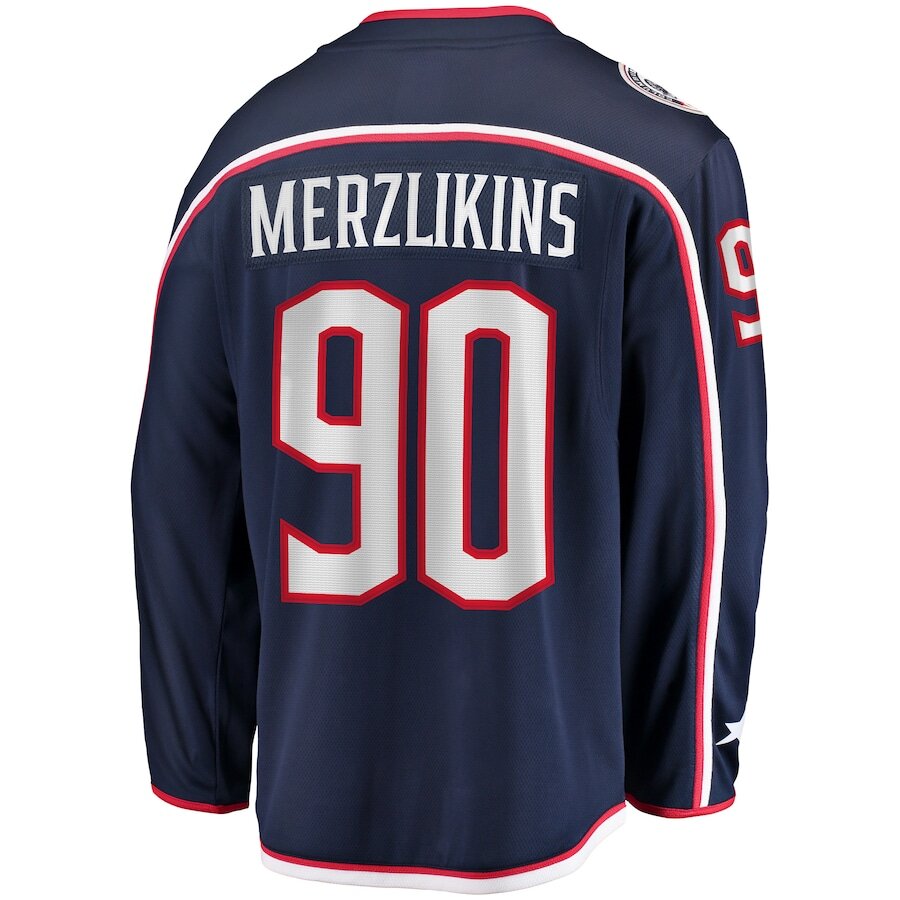 Men's Columbus Blue Jackets Elvis Merzlikins Navy Jersey