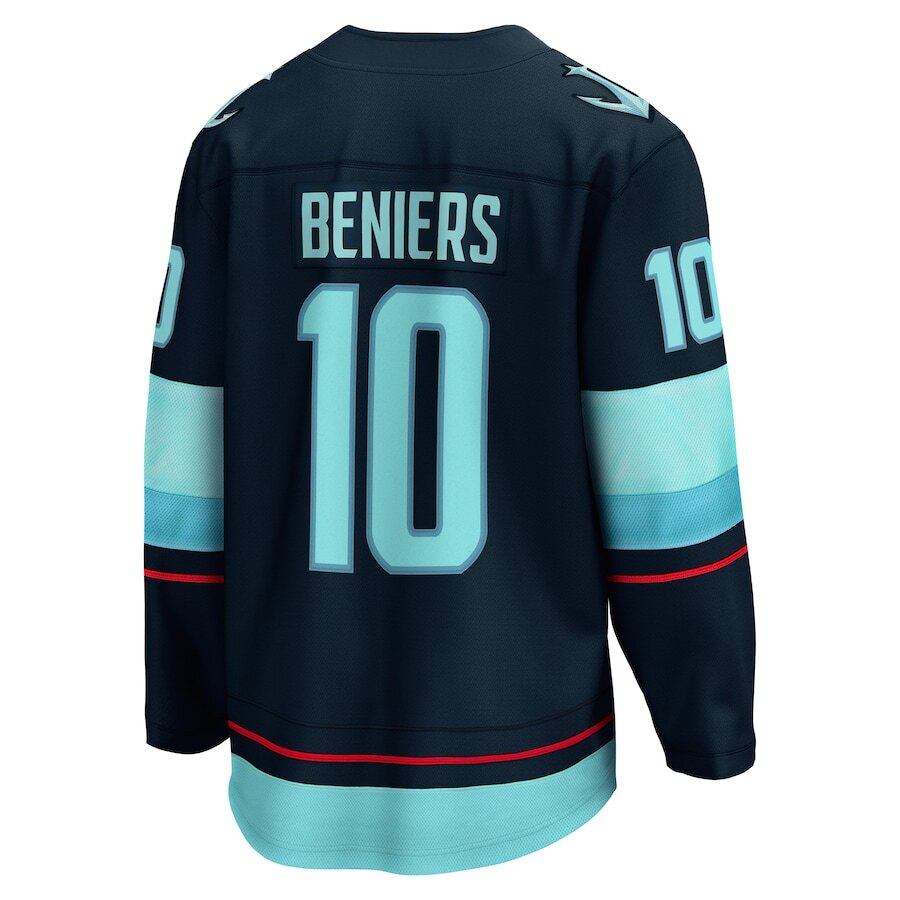 Men's Seattle Kraken Matty Beniers Deep Sea Blue Jersey