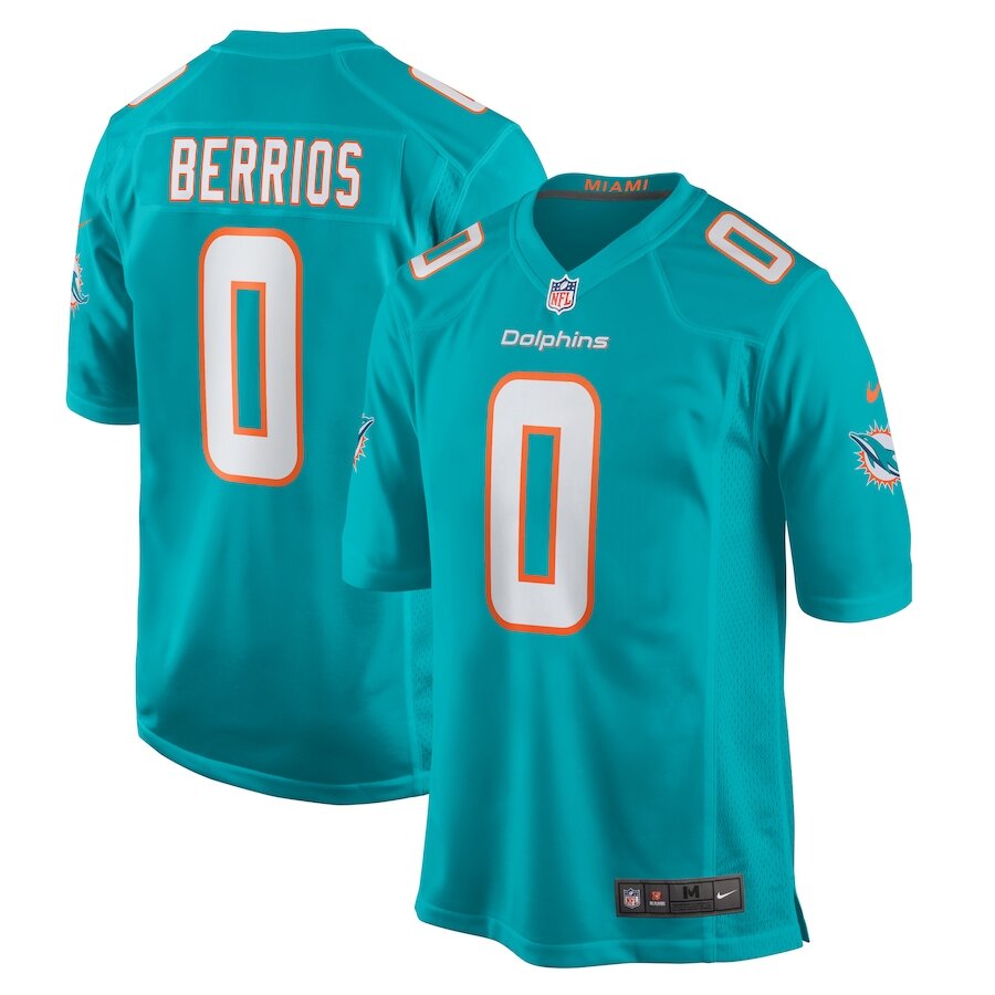 Men's Miami Dolphins Braxton Berrios Aqua Jersey