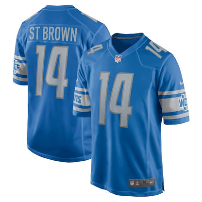 Men's Detroit Lions Amon-Ra St. Brown Blue Game Player Jersey