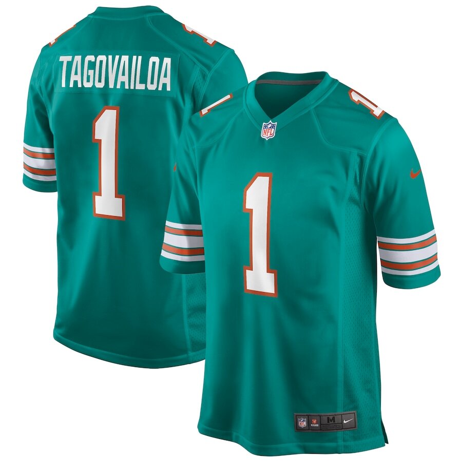 Men's Miami Dolphins Tua Tagovailoa Aqua Alternate Jersey