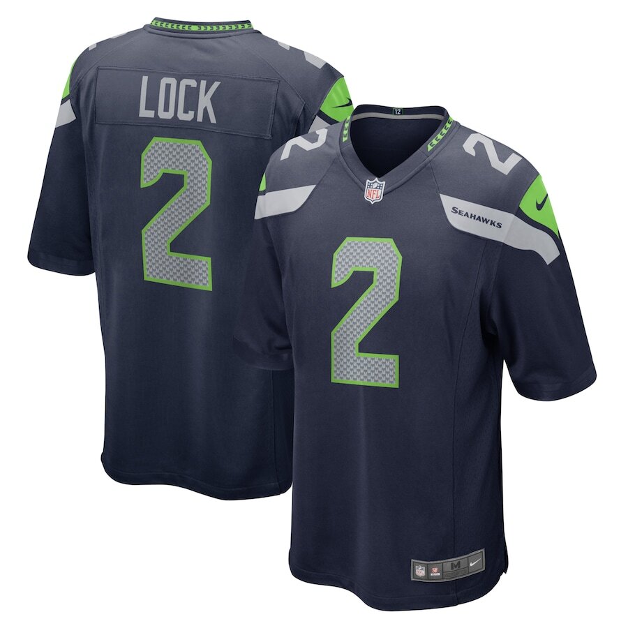 Men's Seattle Seahawks Drew Lock Navy Jersey