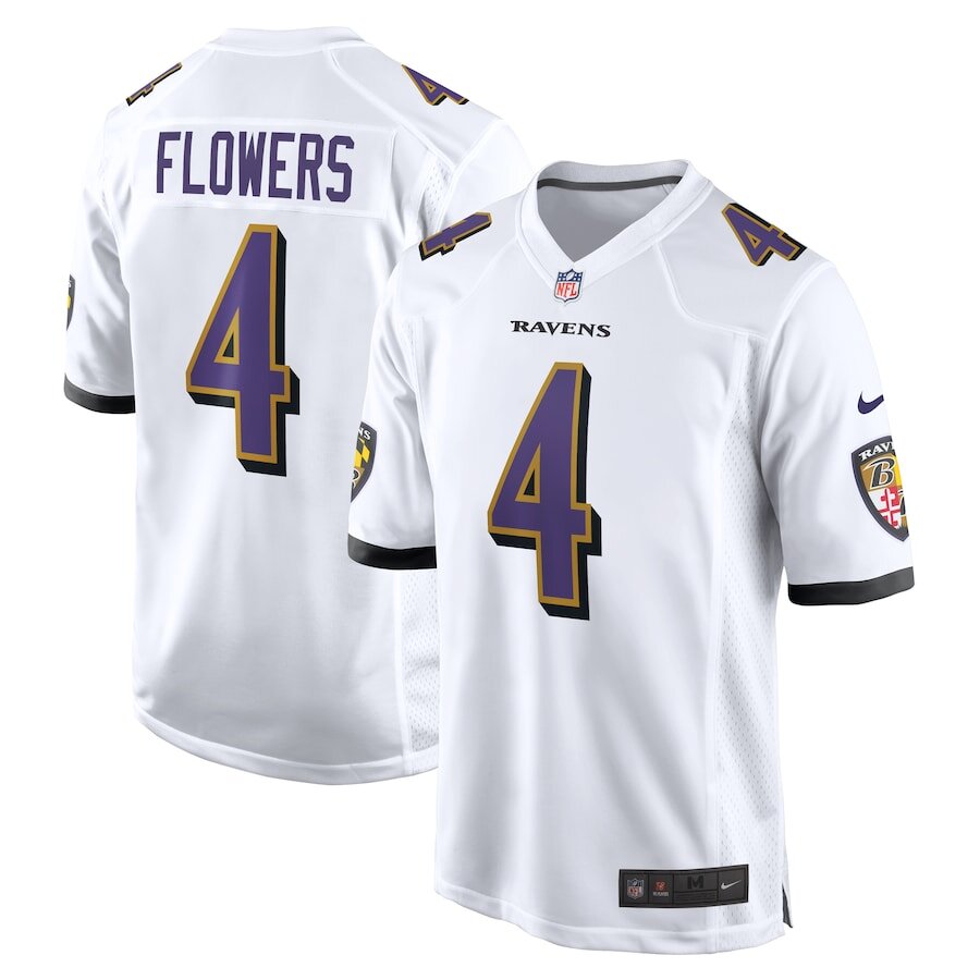 Men's Baltimore Ravens Zay Flowers White Jersey