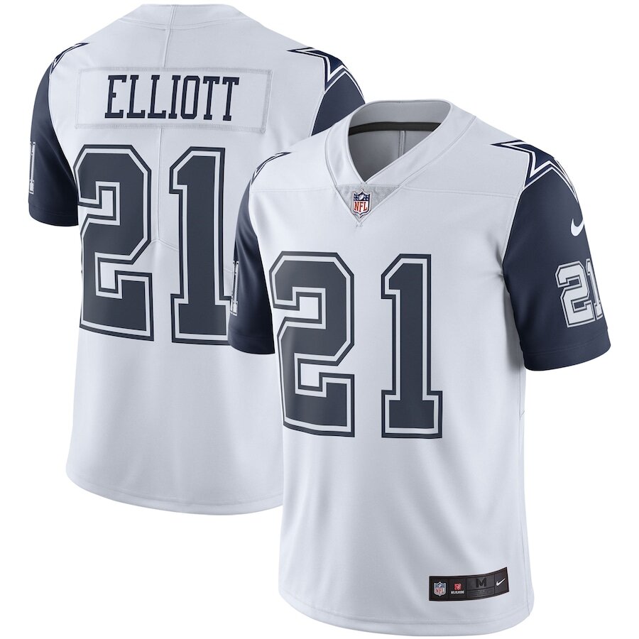 Men's Dallas Cowboys Ezekiel Elliott White Jersey