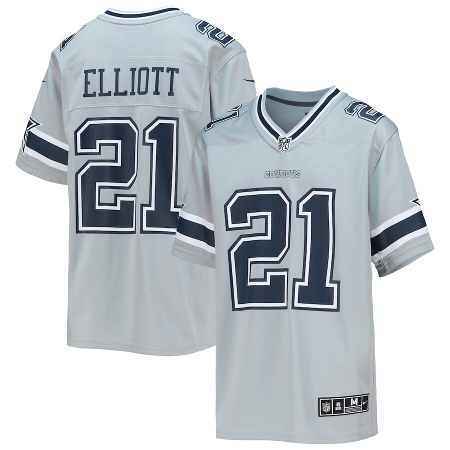 Men's Dallas Cowboys Ezekiel Elliott Silver Jersey