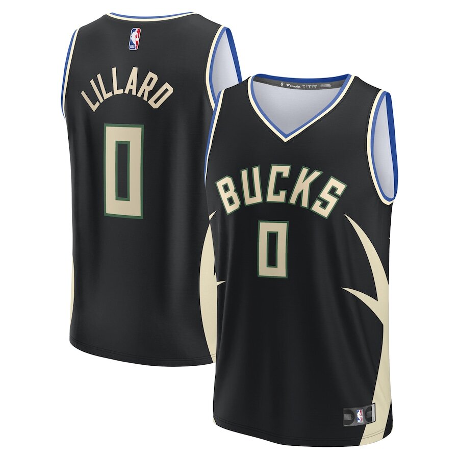 Men's Milwaukee Bucks Damian Lillard Black Jersey