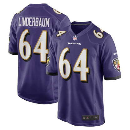 Men's Baltimore Ravens Tyler Linderbaum Purple Jersey.